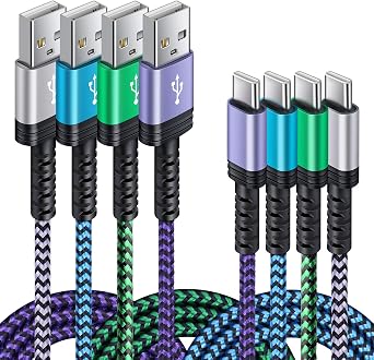 4Pack/6FT Phone Charger Type C Android Fast Charging Cord for Samsung Galaxy Note 20/21 Ultra 10, S21 S20 Plus S21 Ultra 5G,A01 A11 A21 A51 A71 A10E S10 S9 S8 LG K92 K51 for Google Pixel 5 4A