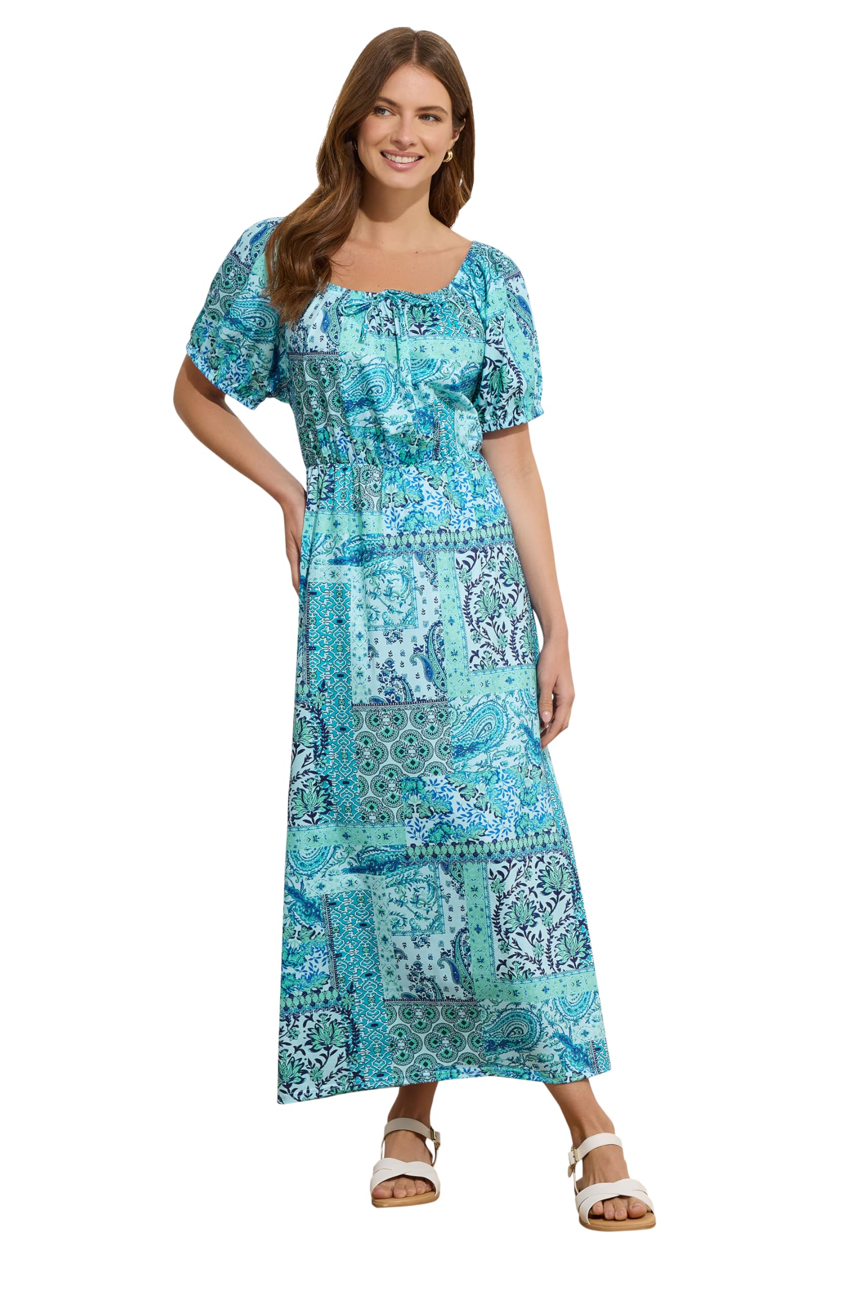 M&Co Mixed Print Midi Dress - Women's Blue