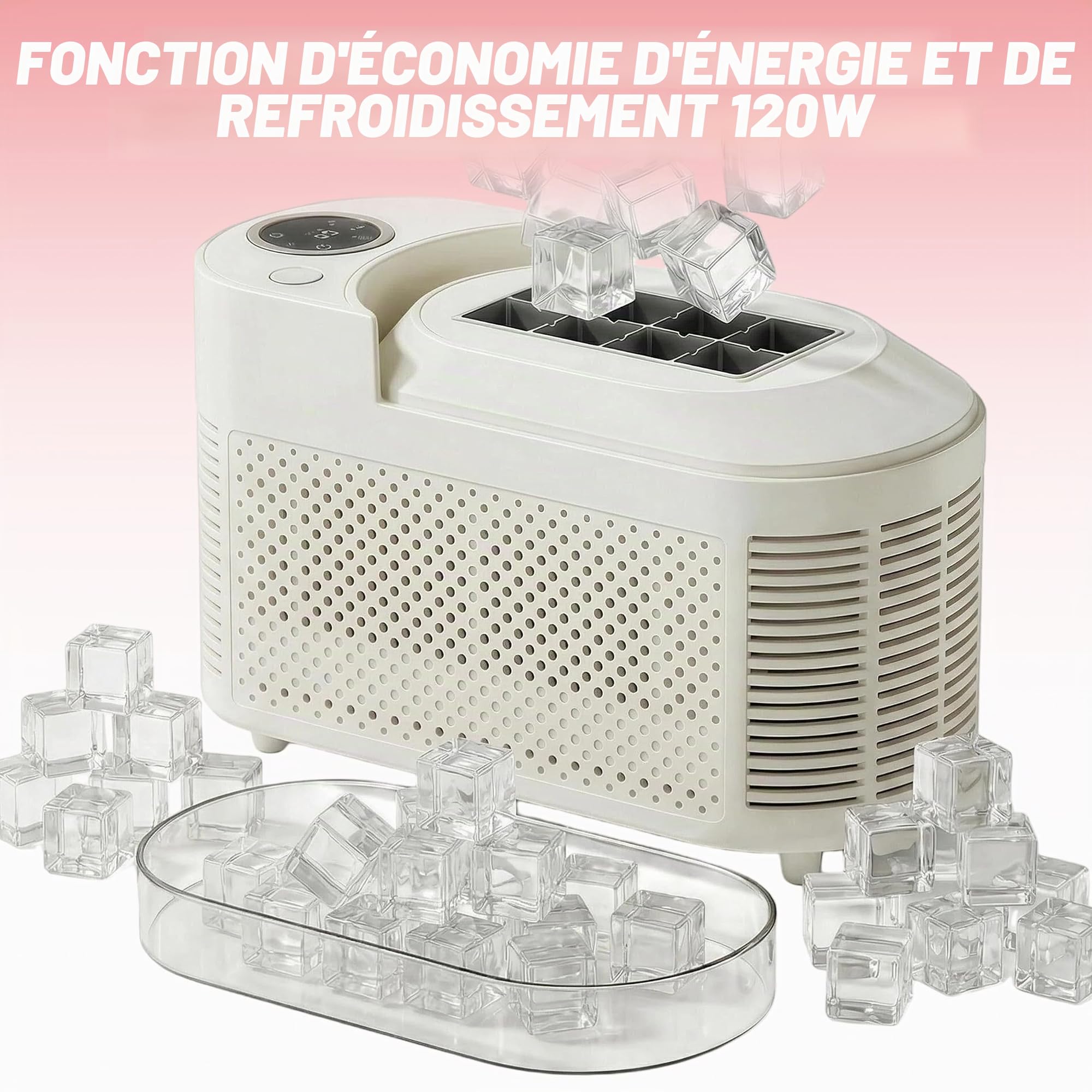 Machine à glaçons, portable de comptoir, mini appareil automatique à glaçons cubiques pour maison, dortoir, bureau, camping et voyage automobile（8 glace）