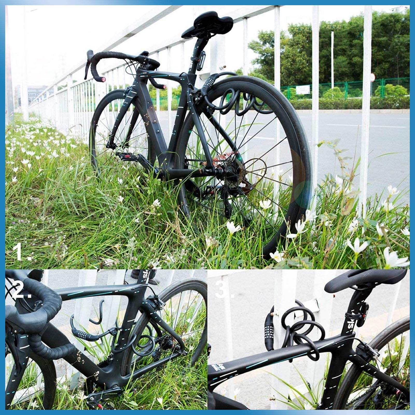 BESTonZON Luccetto per Bicicletta Combinazione Numerica Reimpostabile Cifre Luccetto Catena Cavo Protetto da Rivestimento per Bloccare la Bici