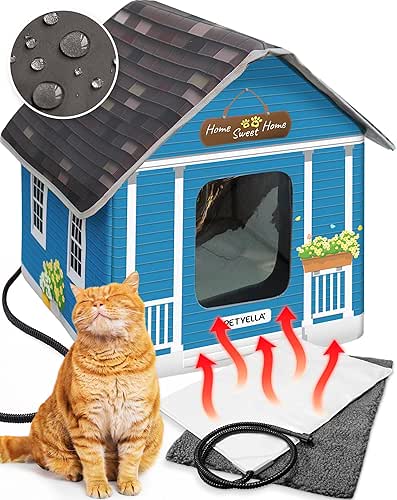 Weatherproof Heated Cat Shelter - Outdoor Heated Cat House -