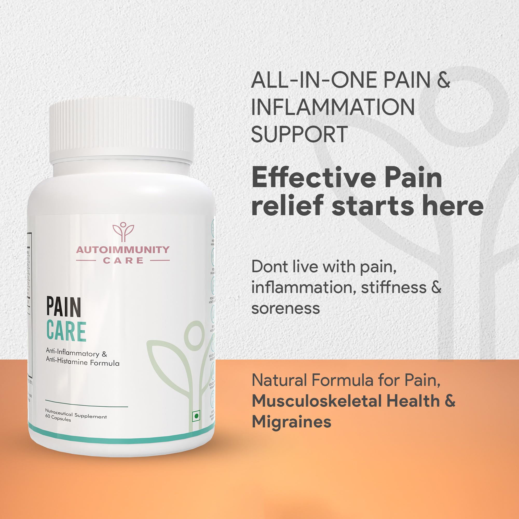 Autoimmunity Care: Pain Care for Comprehensive Pain Relief - Joints Supplement | 9-in-1 Powerful Blend of Nanocurcumin, Nattokinase, Boswellia, and Herbal Extracts | 9 active ingredients for Joints, Musculoskeletal, Muscle, Migraines - Image 2 thumbnail