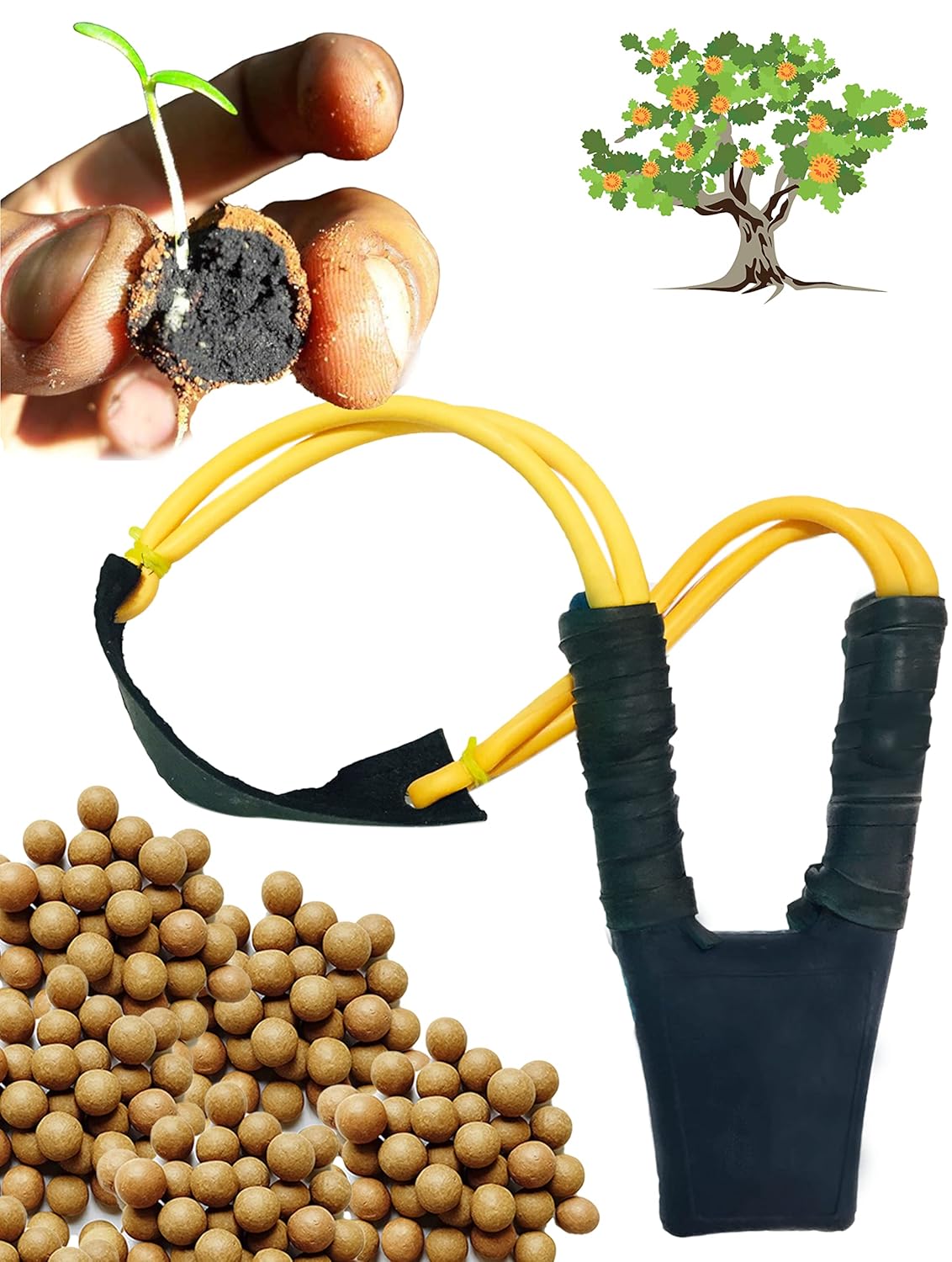 Human Birds Seed Balls Slingshot, Slingshot With 100 Seed Balls Gulel
