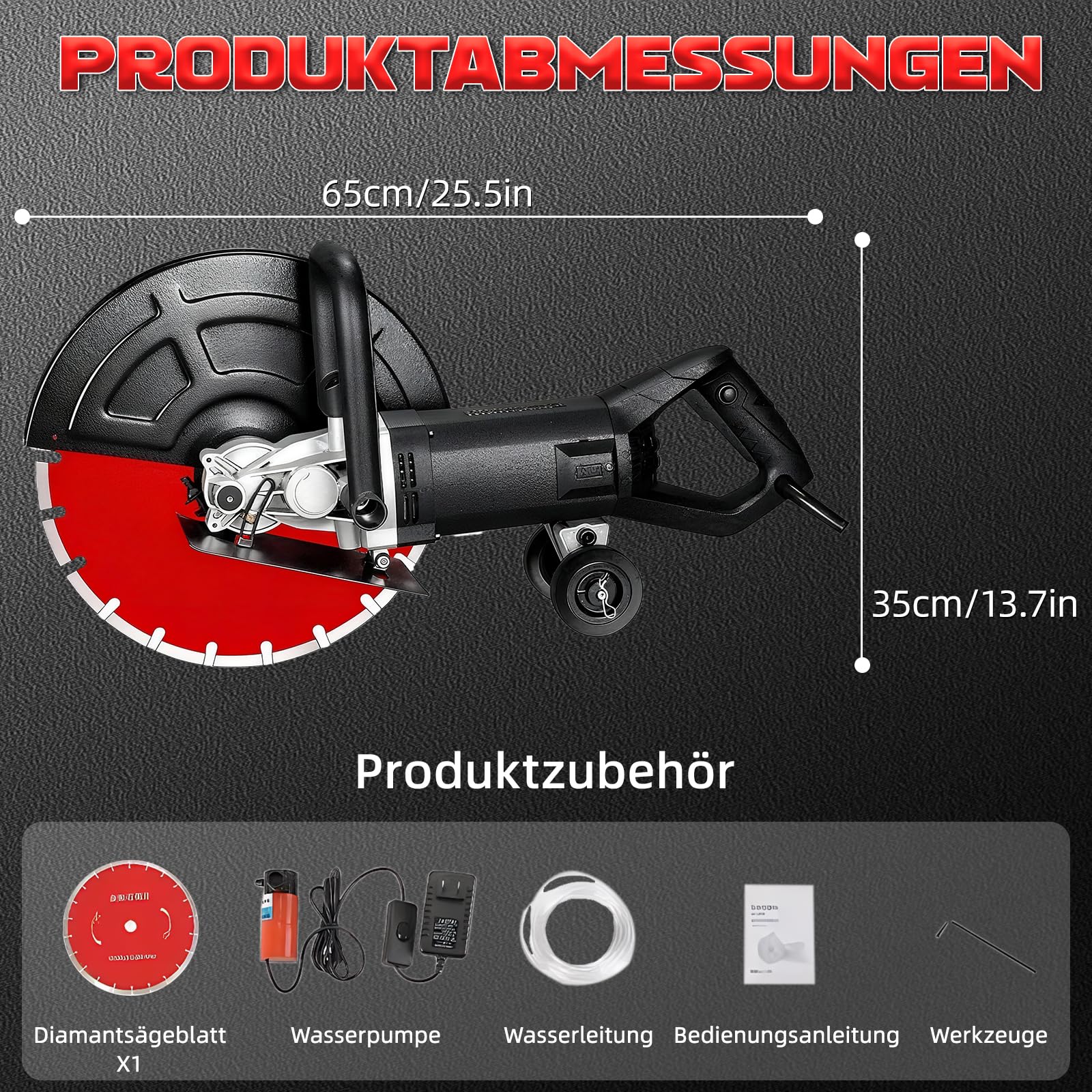 BetonsäGe Elektrische SteinsäGe,3600 W Motorisierte BetonsäGe, Gipsschneider Mit 420 Mm KreissäGeblatt, Steinschnitttiefe 165 Mm, Zum Trennen Von Stein, Granit Und Beton