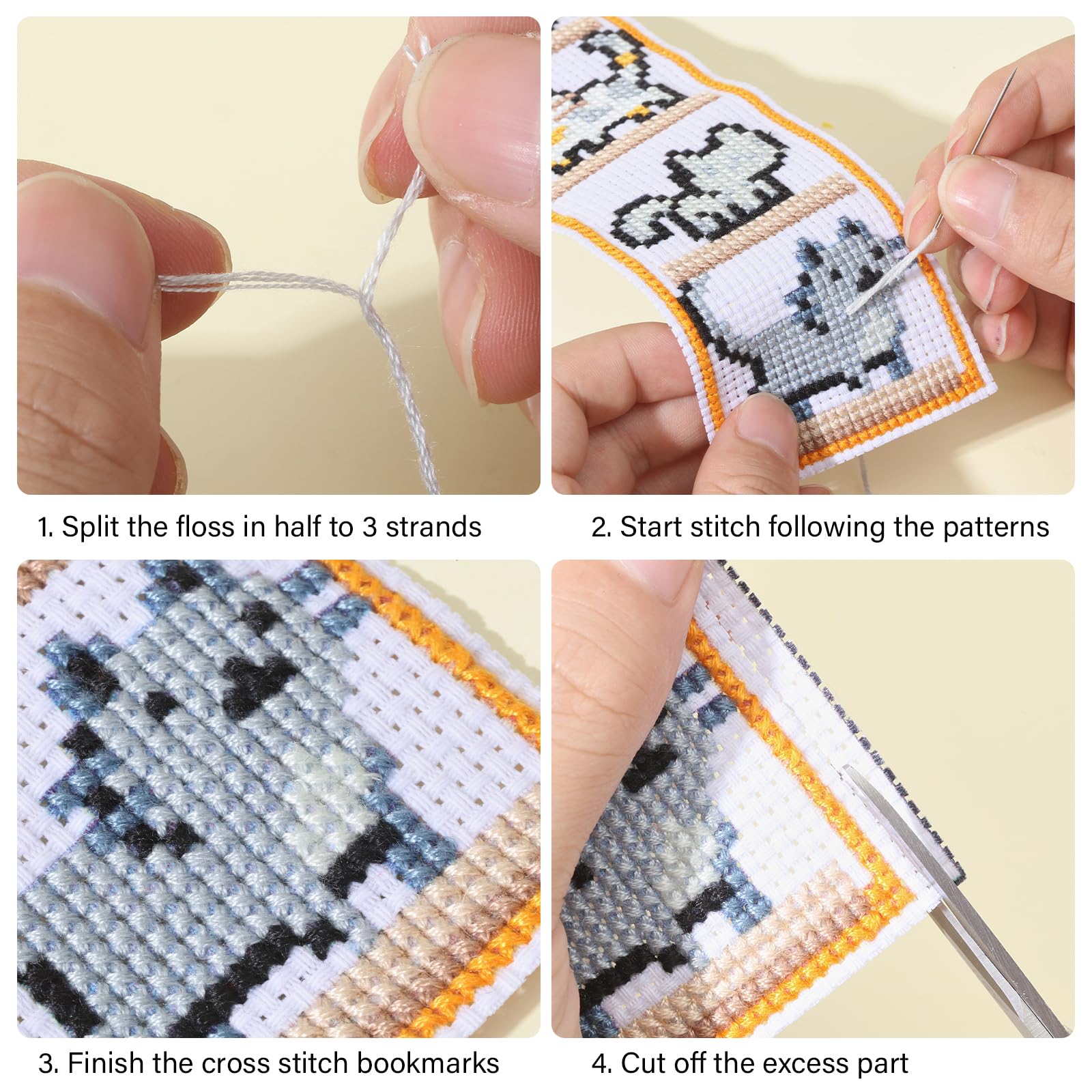 FREEBLOSS Kreuzstich Lesezeichen Set - 6 Stück Mit Welpen Motiven Für Anfänger