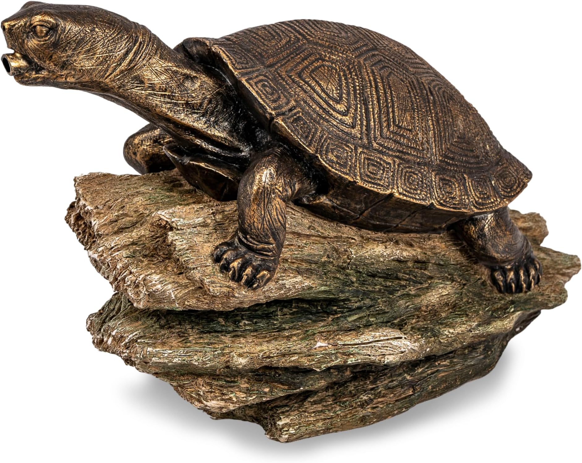 Pond and Garden Turtle On Log Spitter Fountain, Bronze