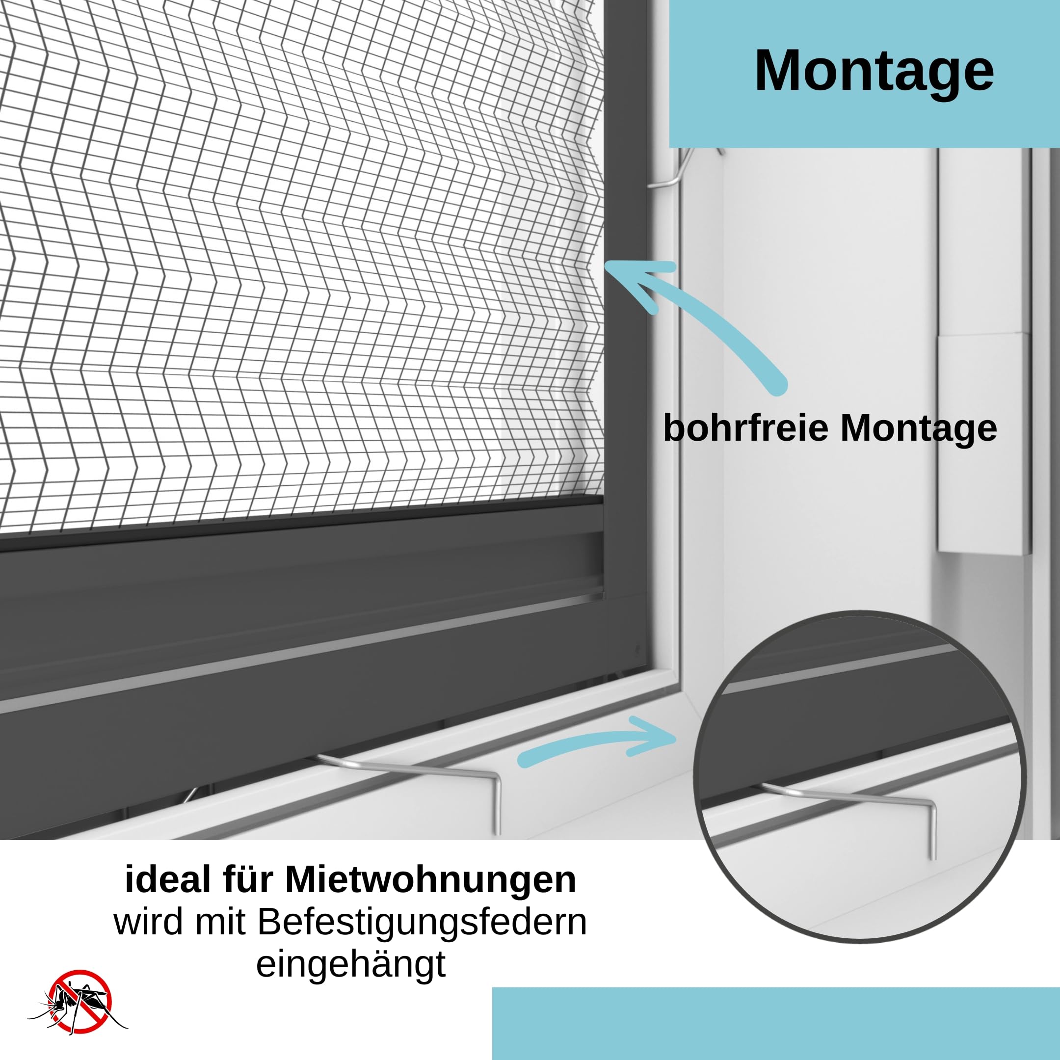 Wip Insektenschutz Plisseefenster - weiß - 100 x 120 cm - Fliegengitter Fenster, Mückenschutz, Insektenschutzgitter, Fliegenschutz, Mückengitter - ohne bohren - individuell kürzbar