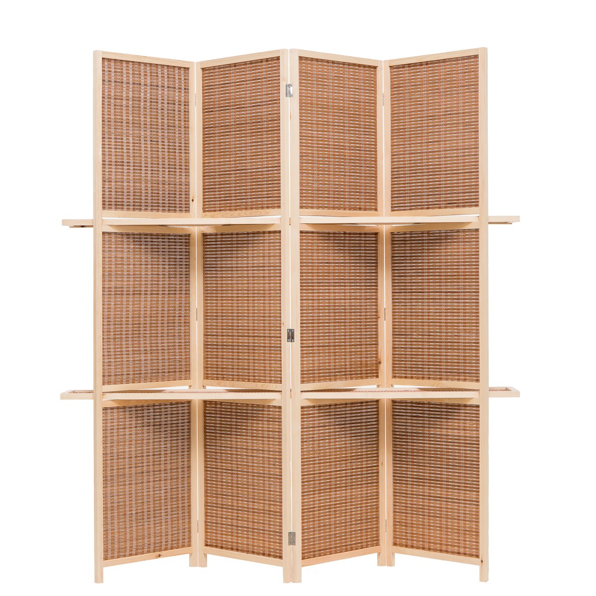 STOCK IMAGE ONLY Wood Frame Woven Bamboo Hinged Privacy Panel Screen