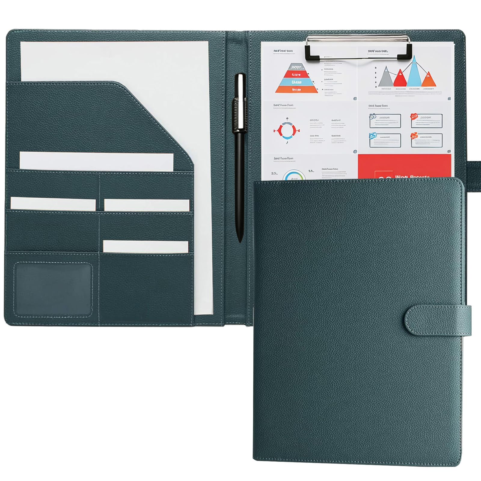 A4 Clipboard Folder, PU Leather Conference Padfolio Document Organiser