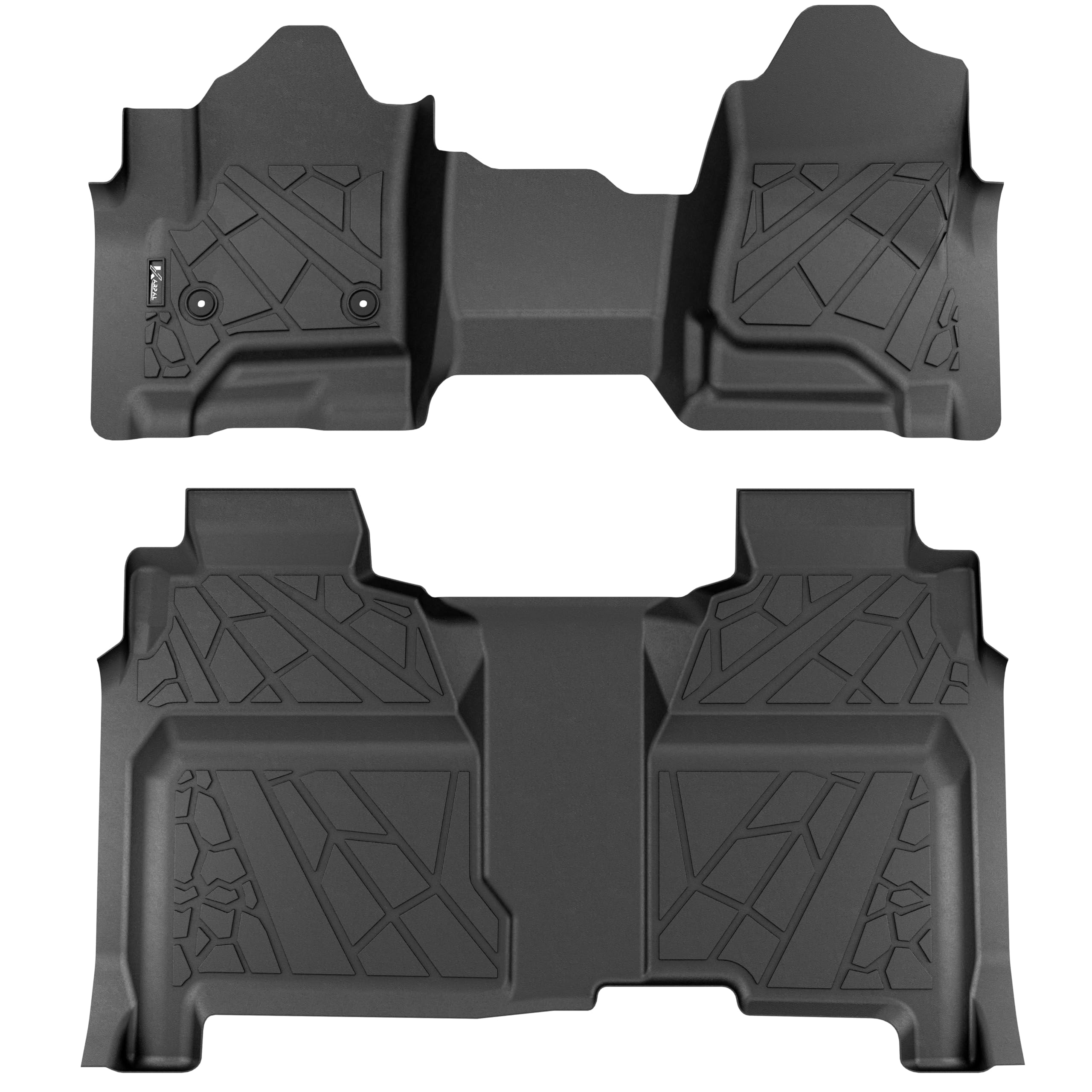 KARPAL Floor Mats Fit for 2014-2018 Chevrolet Silverado/GMC Sierra 1500, 2015-2019 2500HD/3500HD Crew Cab, 1st & 2nd Row Liner, TPE All Weather Protection Floor Liners 3D Custom Fit