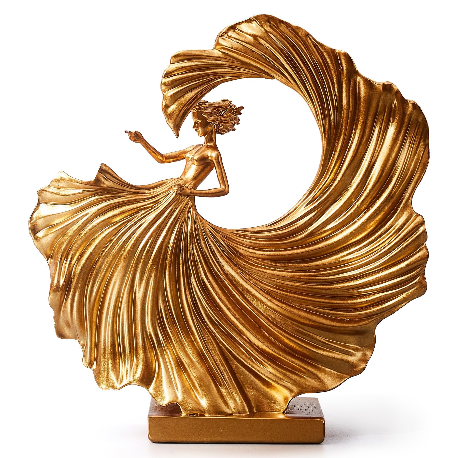 AWNR Abstrakte Frauenfigur, Dekoration, moderne künstlerische Tänzerin, Harz-Skulptur für Wohnzimmer, Regal, Couchtisch, Zuhause, Eingangstisch, Bürotisch, Einweihungsgeschenke für Tanzliebhaber (Gold