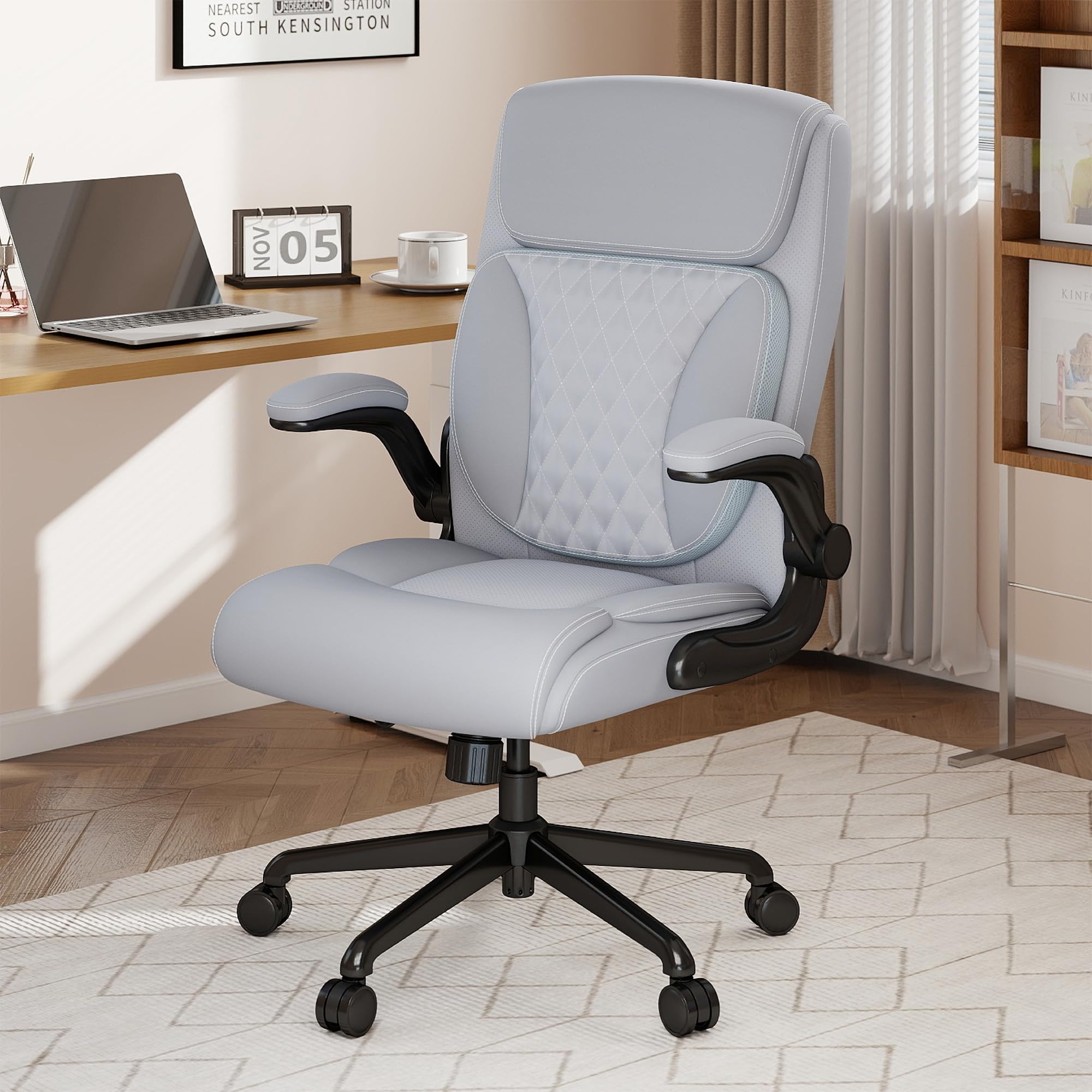 Youhauchair Executive Office Chair, Leather Computer Desk Chair, Grey