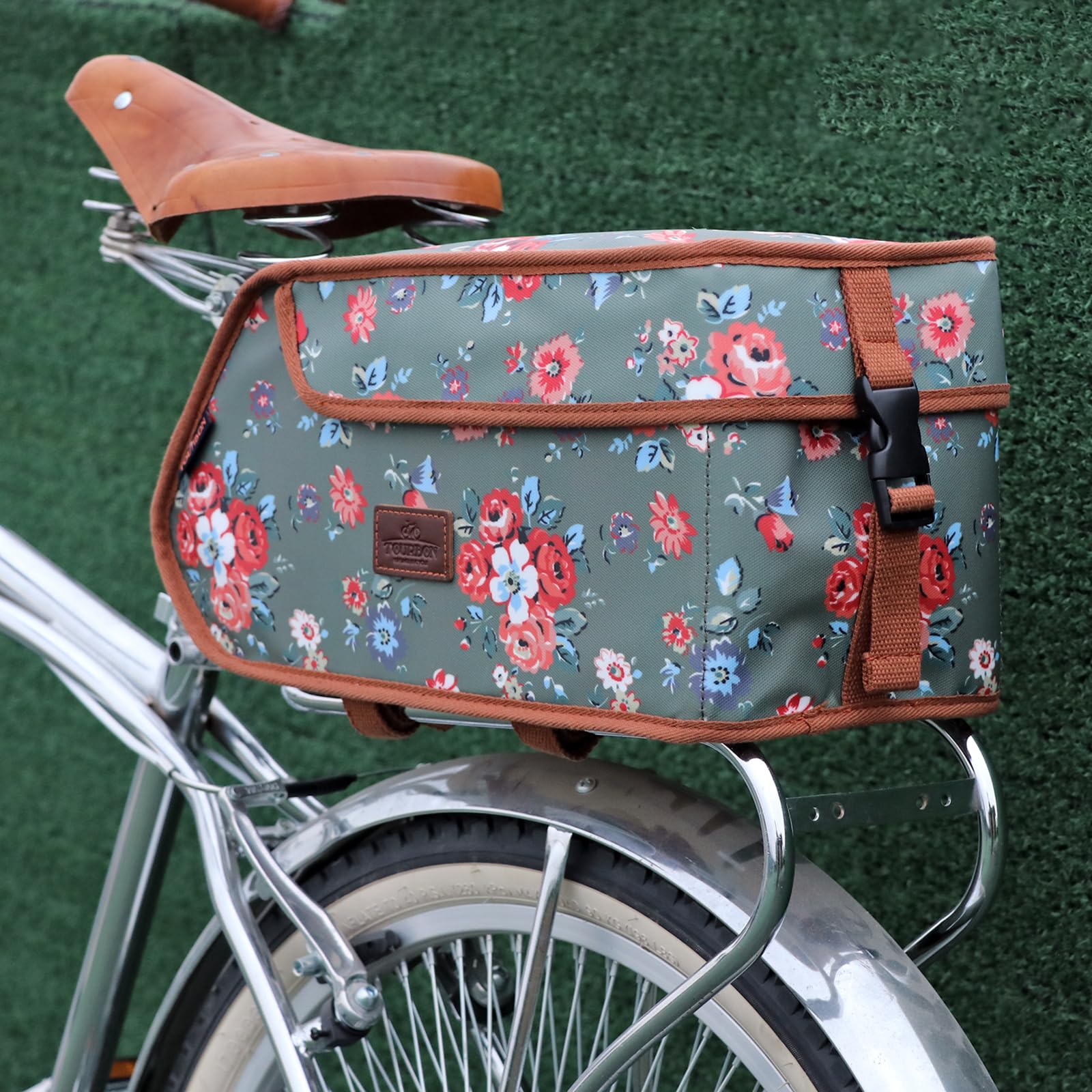 Sacoche de vélo en Toile imperméable pour Porte-Bagages arrière de vélo, Sac Isotherme pour Transporter des Aliments à emporter, boîte de Livraison de Nourriture Verte
