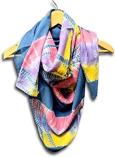 Large Cotton Scarfs for Women Lightweight Soft Sheer Neck Scarf, Head Scarf, Block Print Dabu Summer Tie Dye Scarf, Bandan...