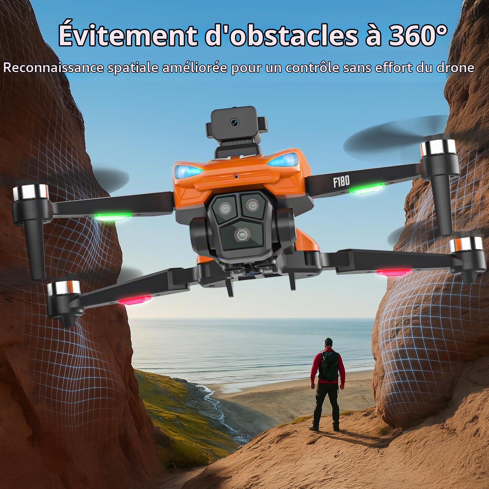 Drone GPS avec Caméra 4K, Évitement d'Obstacles Automatique, Quadricoptère Pliable, Lentille Ajustable à 90°, 23 Min de Vol avec Écran de Télécommande 4,5" - pour Débutants, Enfants et Adultes