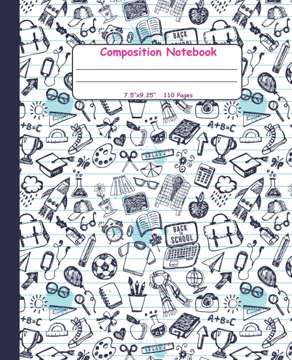 Composition Notebook Cute Study Tools Design: Cute Girly Cover Design, Wide Ruled, 7.5"x9.25", 110 Pages, For kids, teens, and adults (Composition Notebooks)