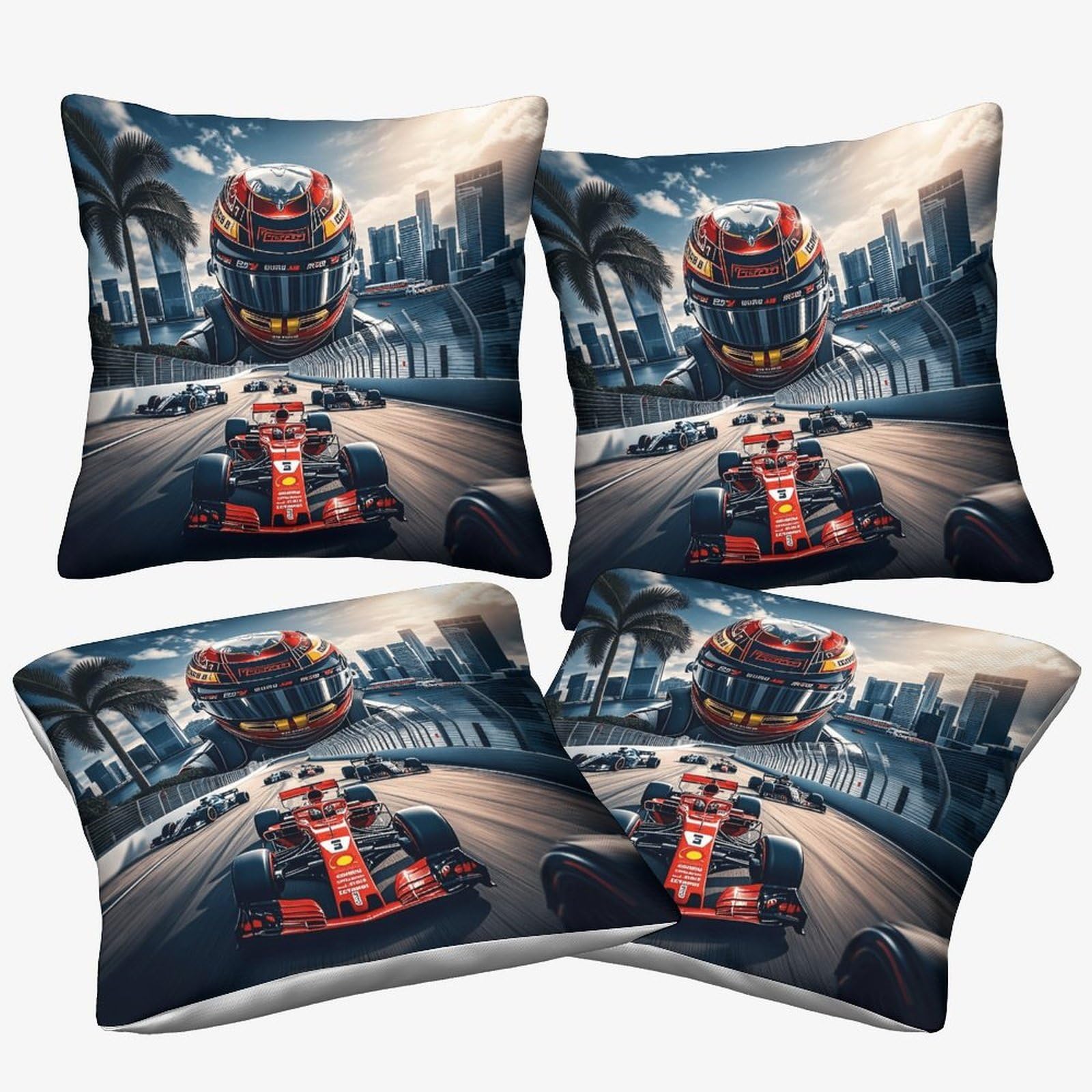 Dafufbw Formulaa Racing-9 Formulaa Racing Design Cushion Cover 50X50cm, 4Pcs, Raikonen Home Decor Throw Pillow Covers Microfiber, Comfortable Lumbar Support