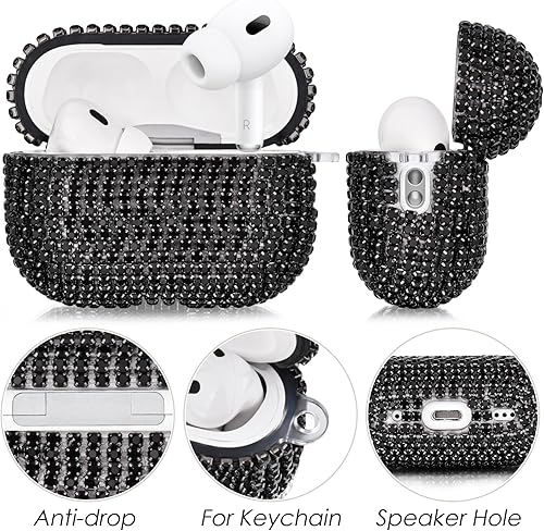 Miniatura 2 de VISOOM Bling Airpods Pro 2 generación - Funda para AirPods Pro 2 con cordón para mujer 2024 Crystal iPod Pro 2, funda de carga inalámbrica con