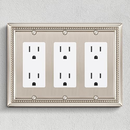 Vista 128 de Henne Bery Sunken Pearls - placa decorativa de pared para interruptor (Palanca simple, 2 unidades, níquel satinado)