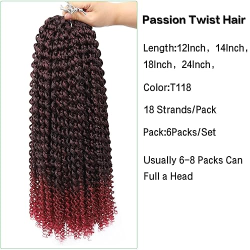 Miniatura 3 de Pelo Passion Twist Crochet Hair Water Wave Crochet Hair 24 pulgadas, 7 paquetes de Passion Twist rizado trenzado para trenzas de ganchillo de