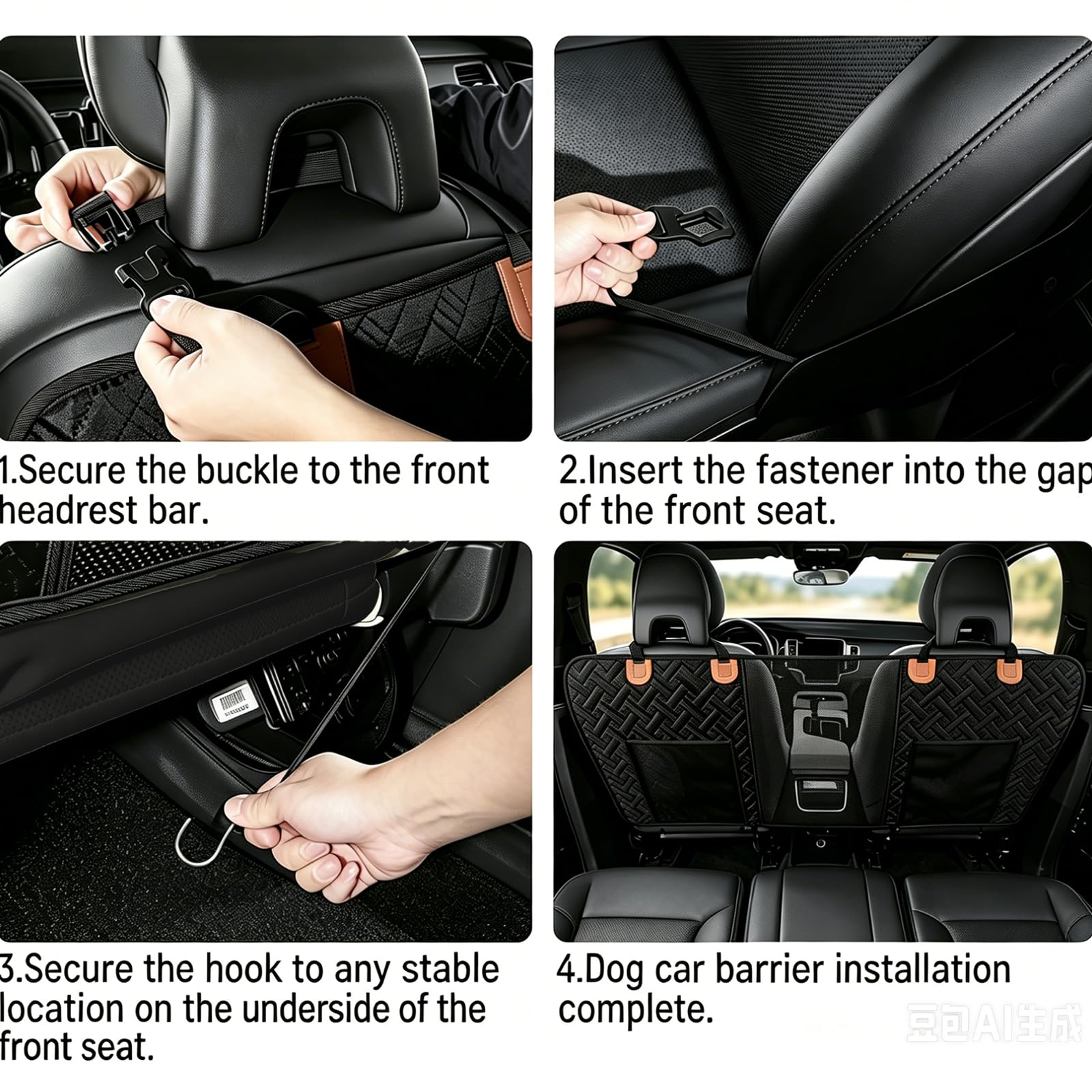 Hunde Auto Barriere, Hunde Netz für Auto Divider, Haustier Barriere mit 2 Mesh Organizer, Universal für Auto, SUV, LKW