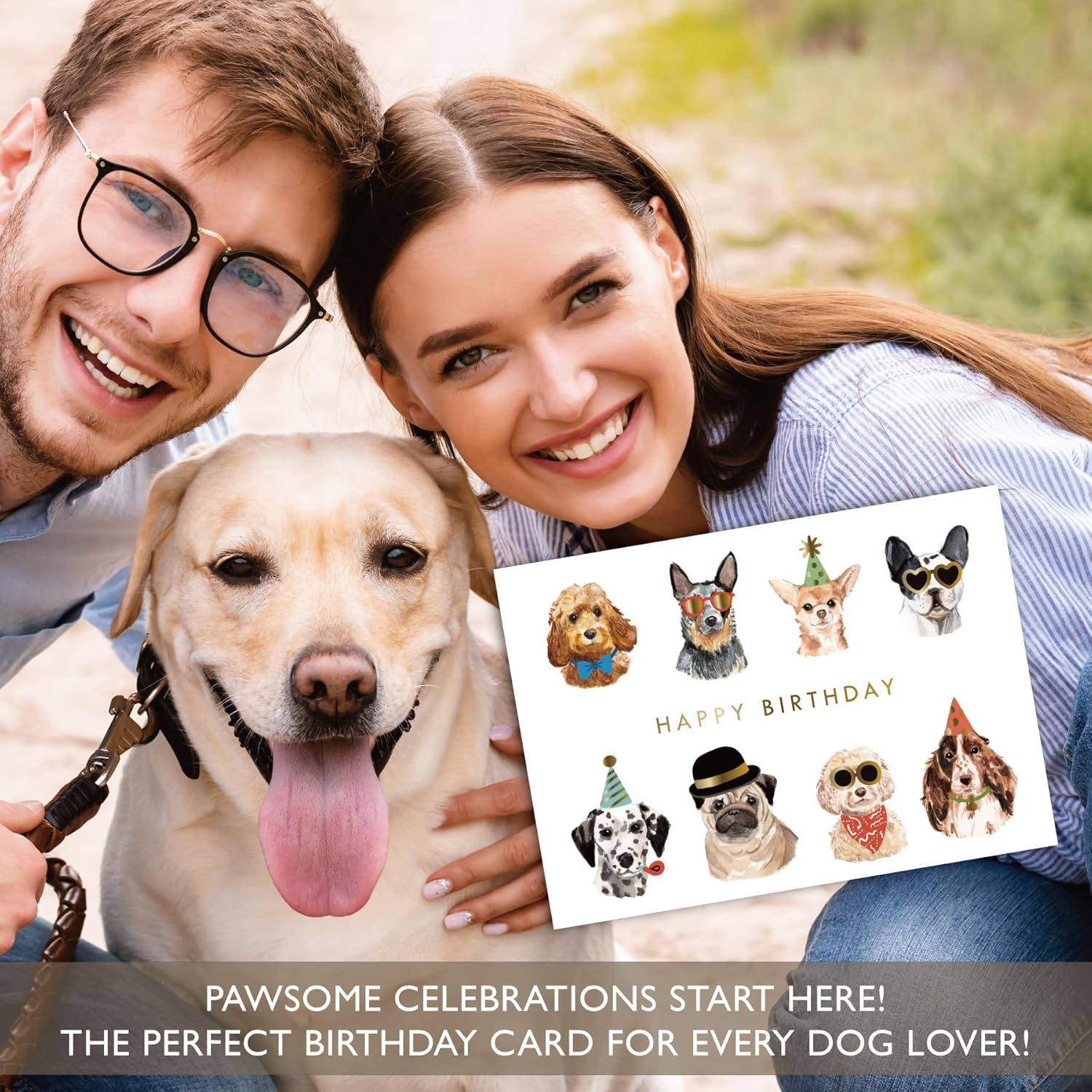 Gooji 5x7 Party Dogs Birthday Card – Funny Birthday Cards for Women – Fun Birthday Card for Husband and Wife – Mom, Dad, Best Friend, Son, Daughter - Image 4