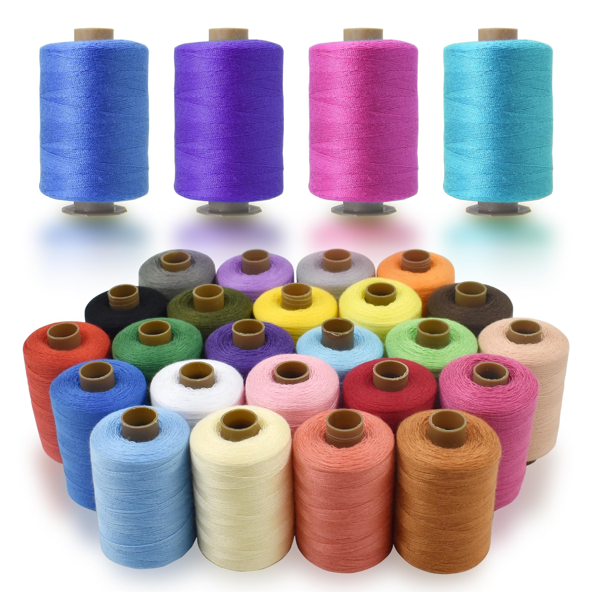 LE-stone 24Pcs Sewing Threads Spools Set 24 Colors Polyester Threads 1000 Yards Per Spool for Sewing Machine Hand Stitching Handicrafts DIY