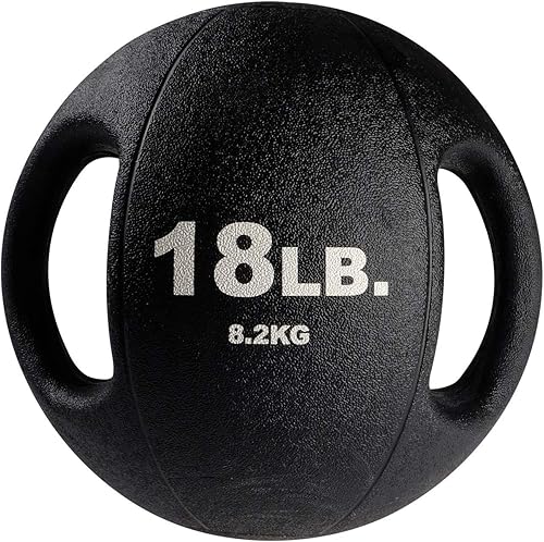 Body-Solid Pelotas medicinales de ejercicio resistentes con asas dobles, pelota medicinal de agarre de goma antideslizante duradera para
