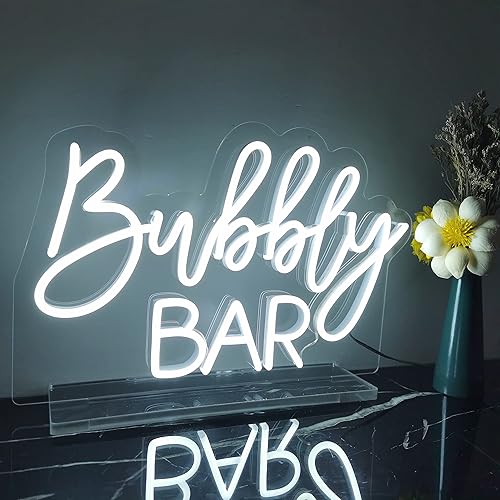 Miniatura 7 de Bubbly Bar - Letrero de neón hecho a mano, barra burbujeante blanca con soporte para boda, compromiso, evento, fiesta, baby shower, hogar, champán,
