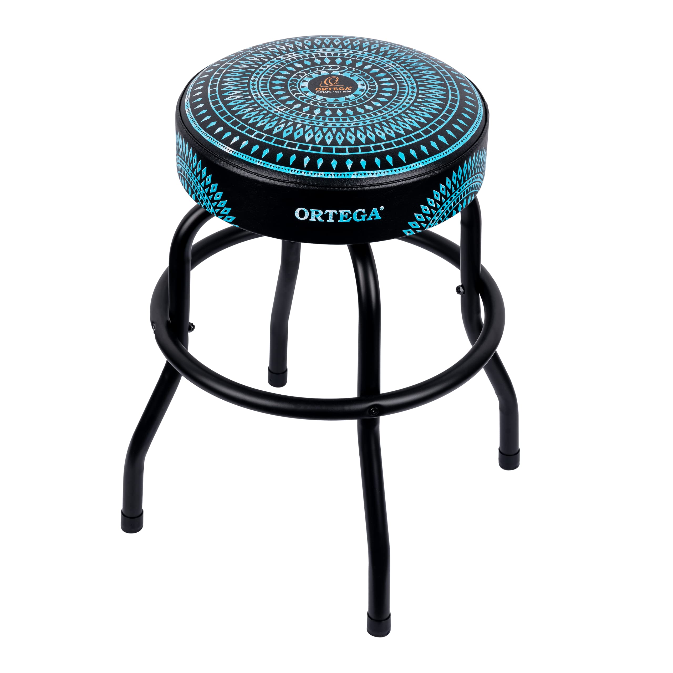 Ortega Guitars gepolsterter Stage Hocker –für Bühne, Bar, Studio, Showroom – 61 cm Höhe – Blue Kaleidoscope (OBS24-BLKC)
