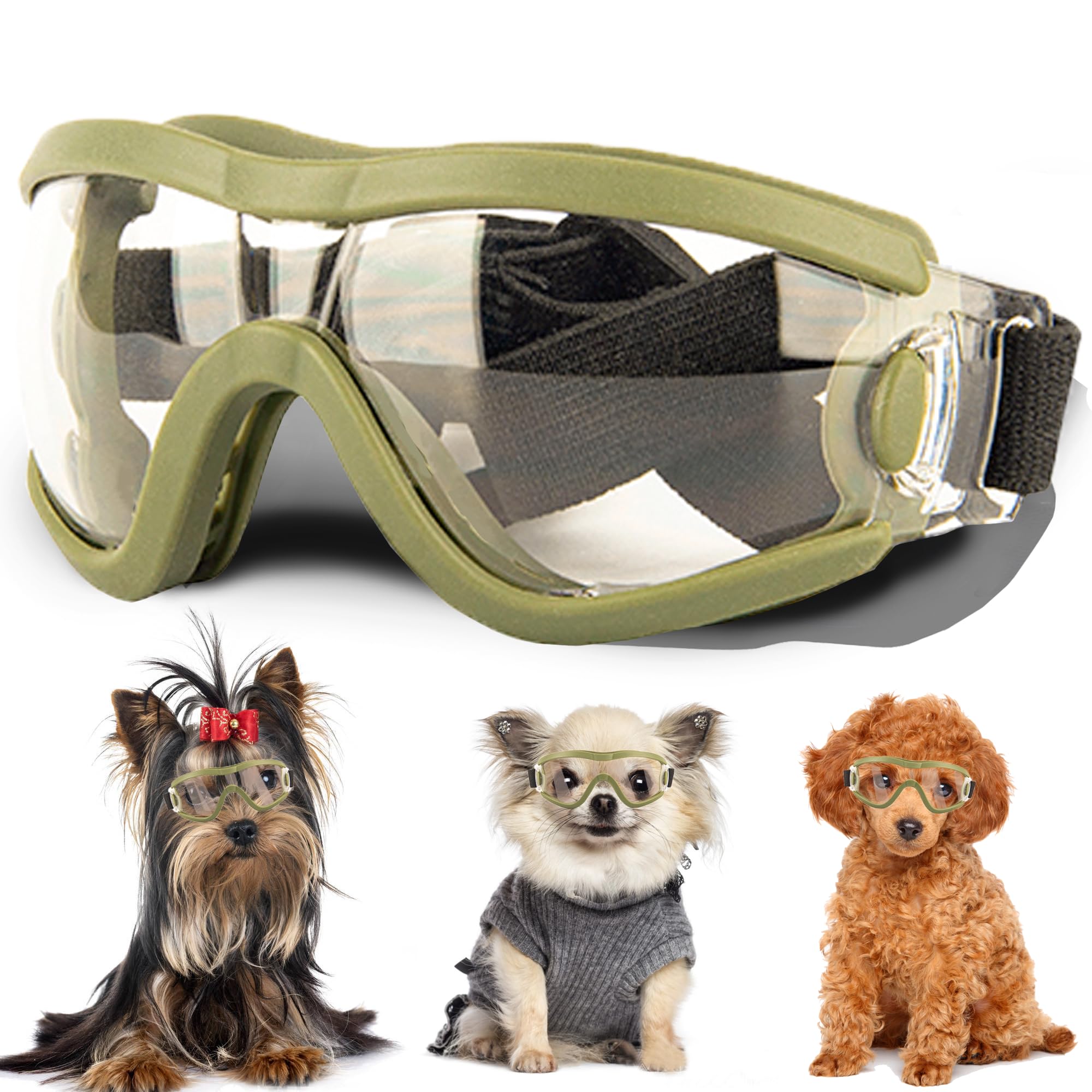 Small Dog Sunglasses with Adjustable Strap UV Protection, Winproof Puppy Sunglasses, Suitable for Dogs Eyes Protection?Soft Dog Goggles