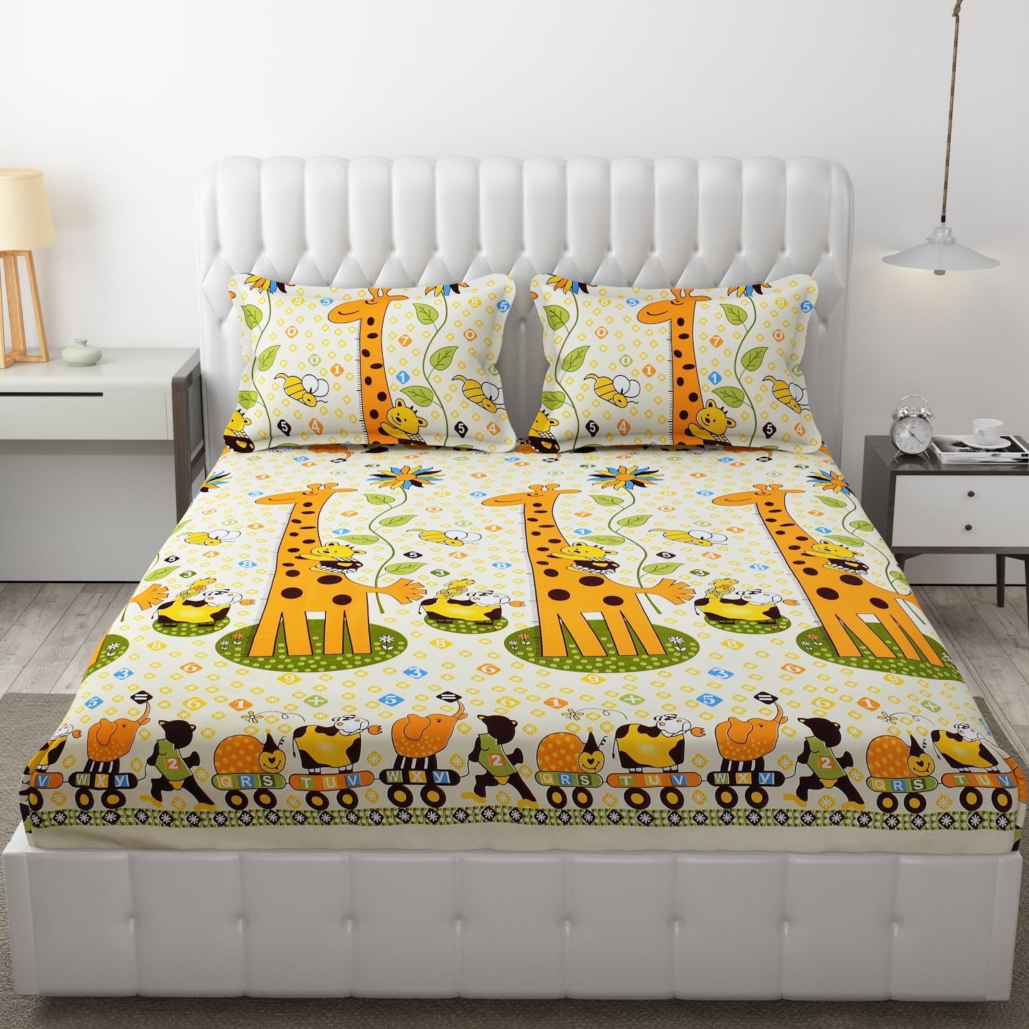 Nath Enterprises King Bedsheet for Double Bed|Microfiber Floral Design Bed Spread|Hypo-Allergenic Bedsheets/Bedcover|Wrinkle Free|Includes 2 Pillow Covers(Size-90X90 Inches|Yellow Color),144 TC-image-11