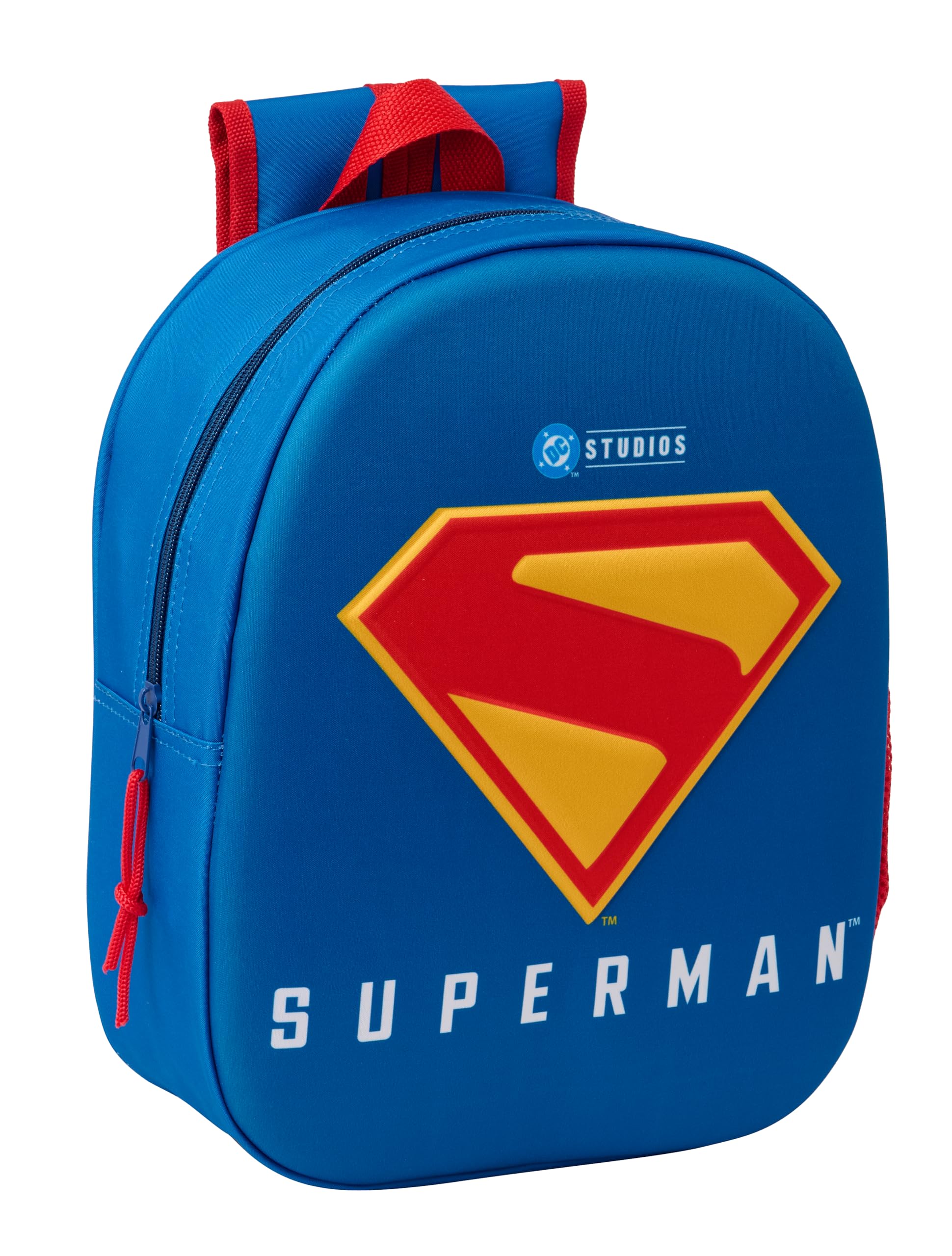 Safta Superman 3D School Backpack, with 3D Design, Adaptable to Cart, Ideal for Children of Different Ages, Comfortable and Versatile, Quality and Resistance, 27 x 10 x 33 cm, blue, M, Casual