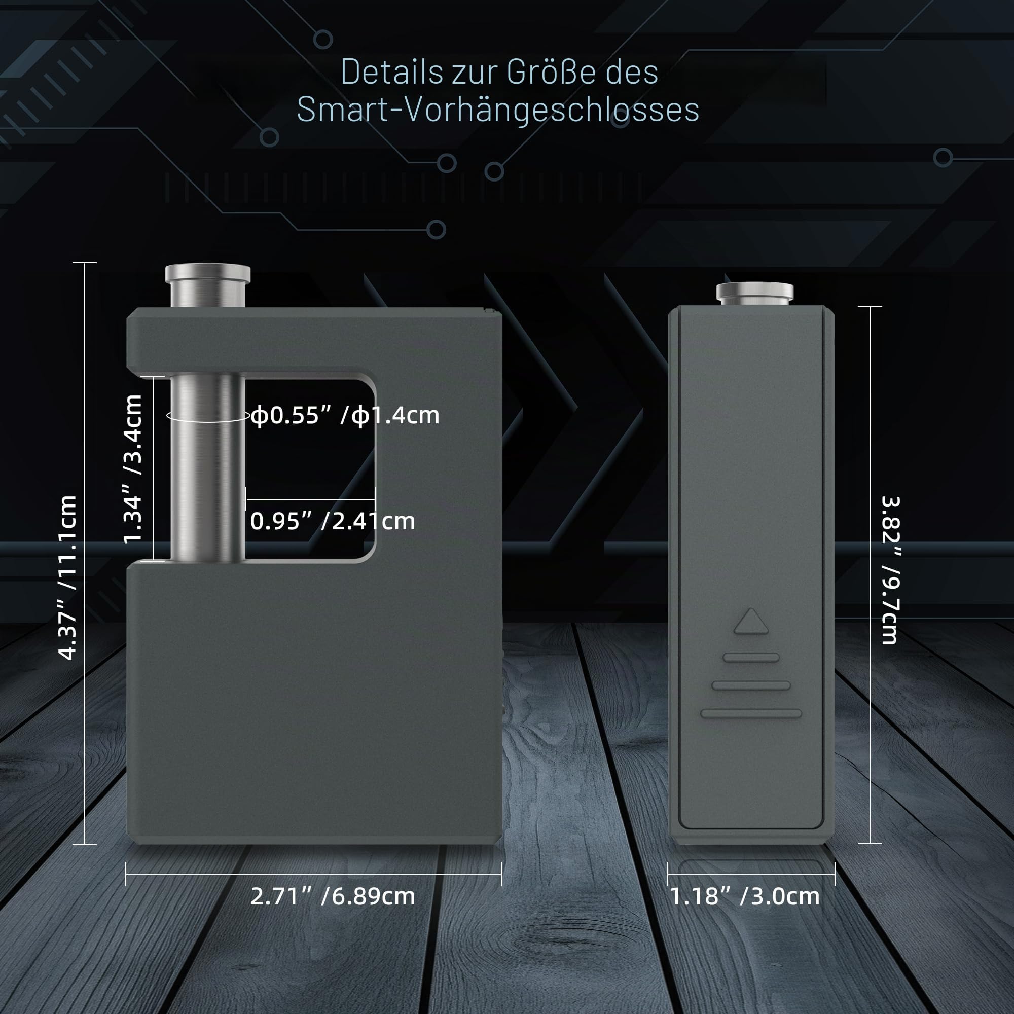 Gepanzertes Sicherheitsschloss für Container, Entriegelung mit Fingerabdruck, App und Schlüssel, robuste Diebstahlsicherung für Garagen, Carports und Keller