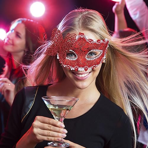 Miniatura 6 de SIQUK Juego de máscaras para parejas, máscara veneciana de plástico para Halloween, máscara de Mardi Gras para mujeres y hombres