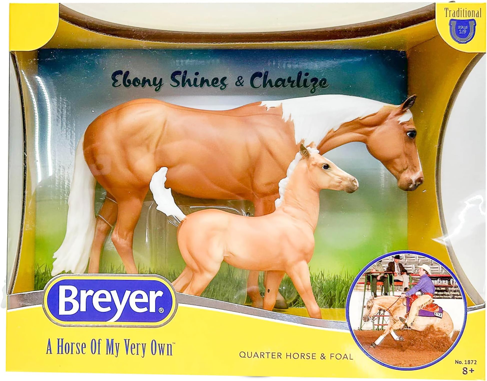 BreyerHorses Traditional Series Ebony Shines & Charlize | 2 Horse Set | Horse Toy Model | 11.5" x 9" | 1:9 Scale | Model #1872