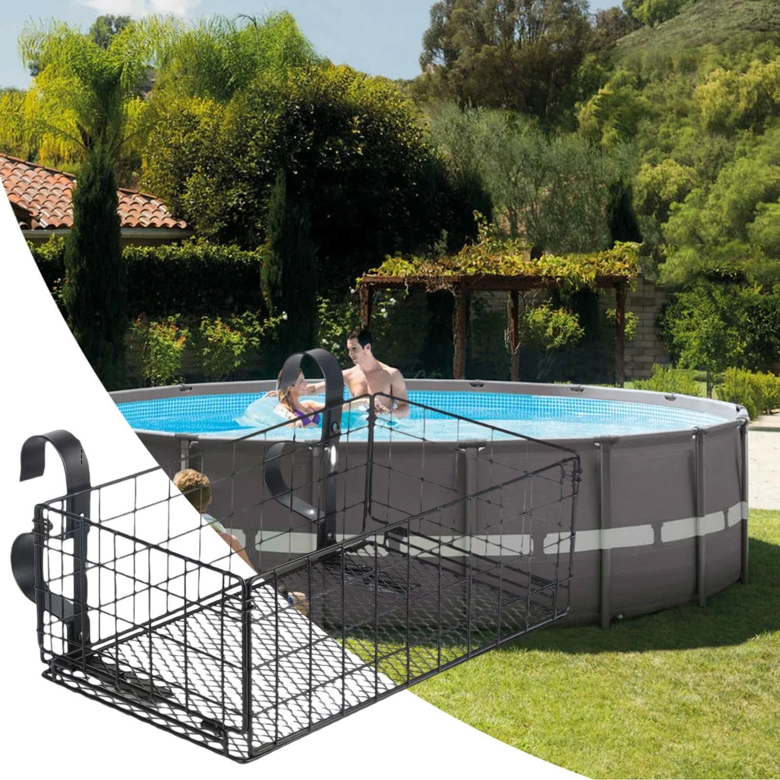 Cestino Da Bordo Piscina Organizer Contenitore In Filo Metallico | Cesto Contenitore Portaoggetti Da Piscina per Giocattoli, Bevande e Asciugamani, Ideale per Spiaggia, Giardino, Terrazza e