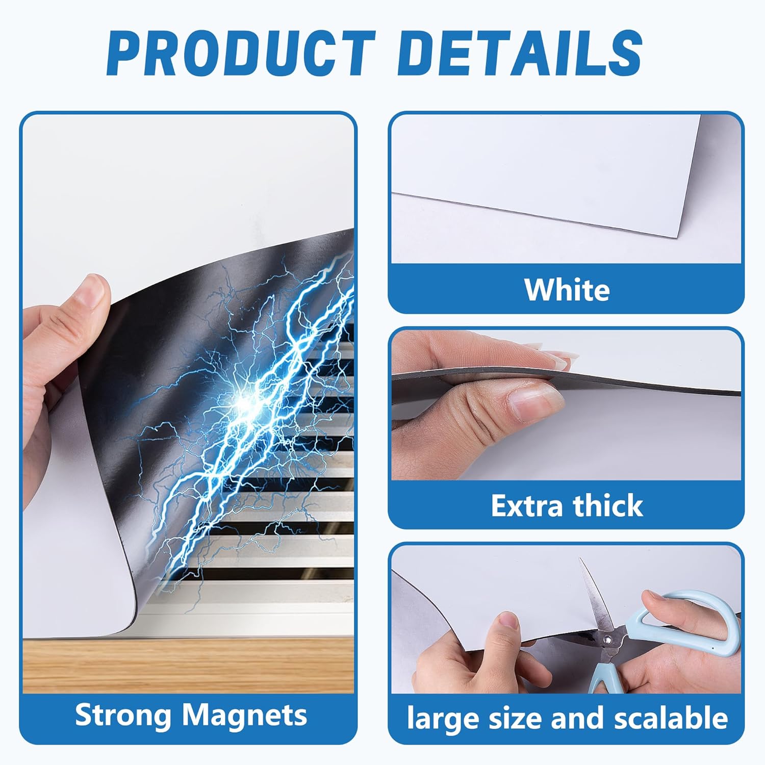 4 Pcs 13.4'' x 13.4'' Strong Magnet Vent Covers, 63Mil Extra Thick Magnetic Register Cover, Square Air Vent Sealing Covers for Home Wall Ceiling Floor HVAC AC RV Vents (White)