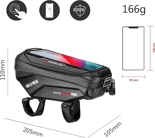 Miniatura 6 de Bolsa de manillar de bicicleta, resistente al agua, para marco de bicicleta, bolsa de tubo superior, bolsa de manillar de ciclismo, soporte para
