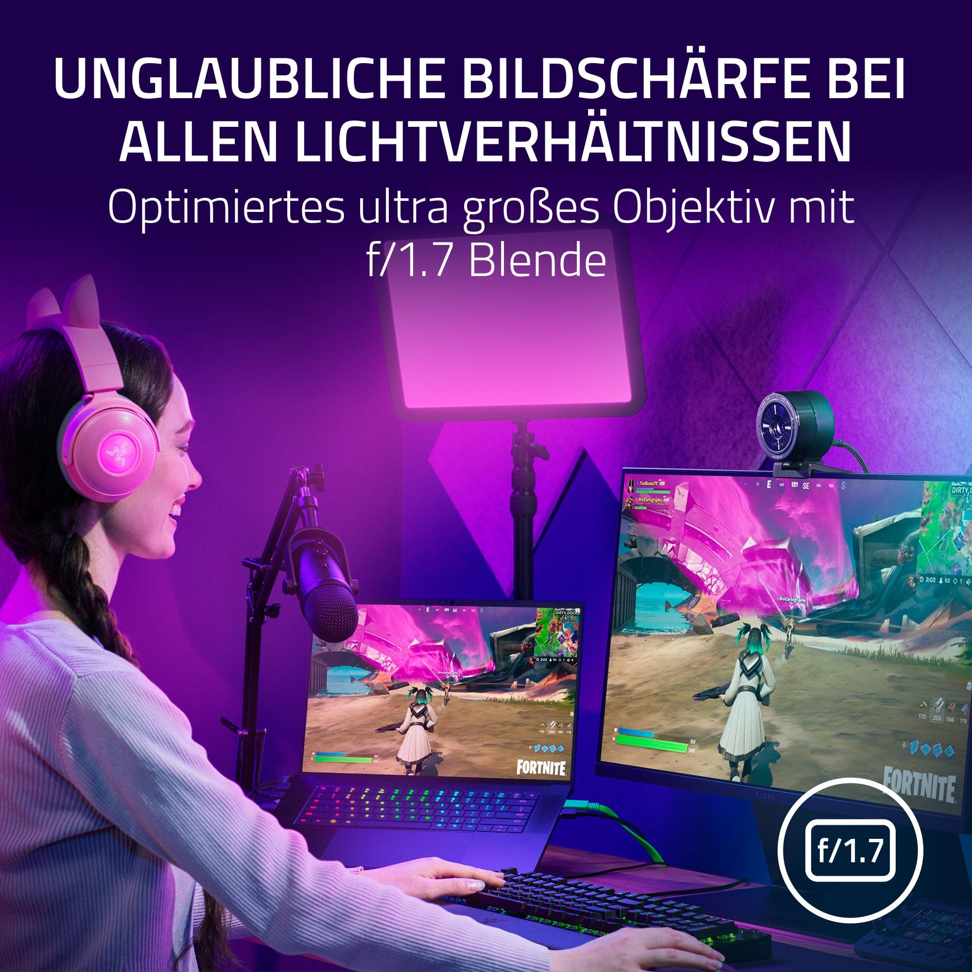 Razer Kiyo Pro Ultra - 4K-Webcam für Content und Streaming Kreation (Ultra High Dynamic Range-UHDR, UltraHD 4K 30 FPS/1080P 60 FPS, Autofokus mit KI, Lichtsensor mit 2,9 μm) Schwarz