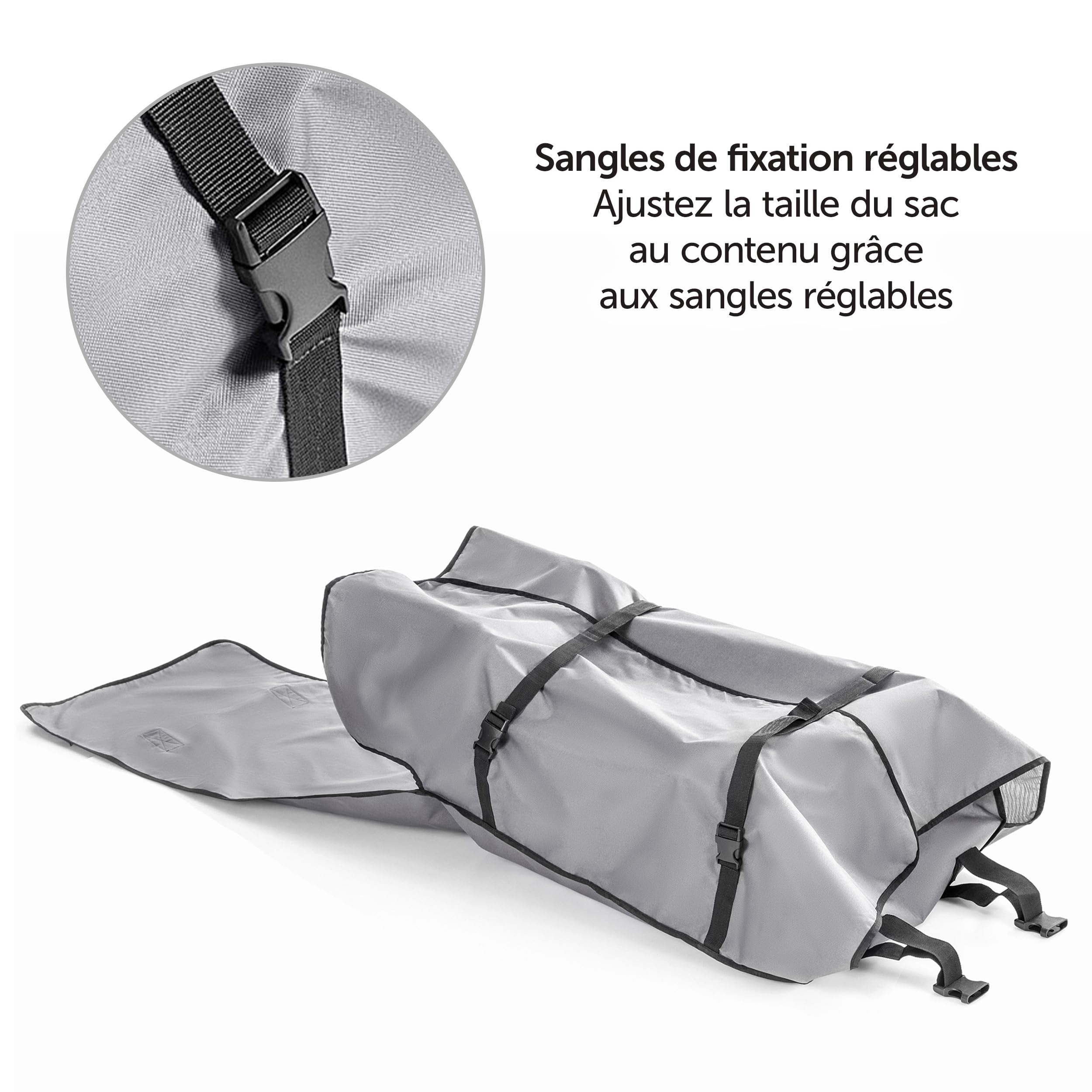 Zamboo Sac Transport Poussette, Aussi Rangement pour Siege Auto et Cosy Bebe, Idéal pour Voyage en Avion ou Voiture, Inclus Housses Protection Roues - Gris