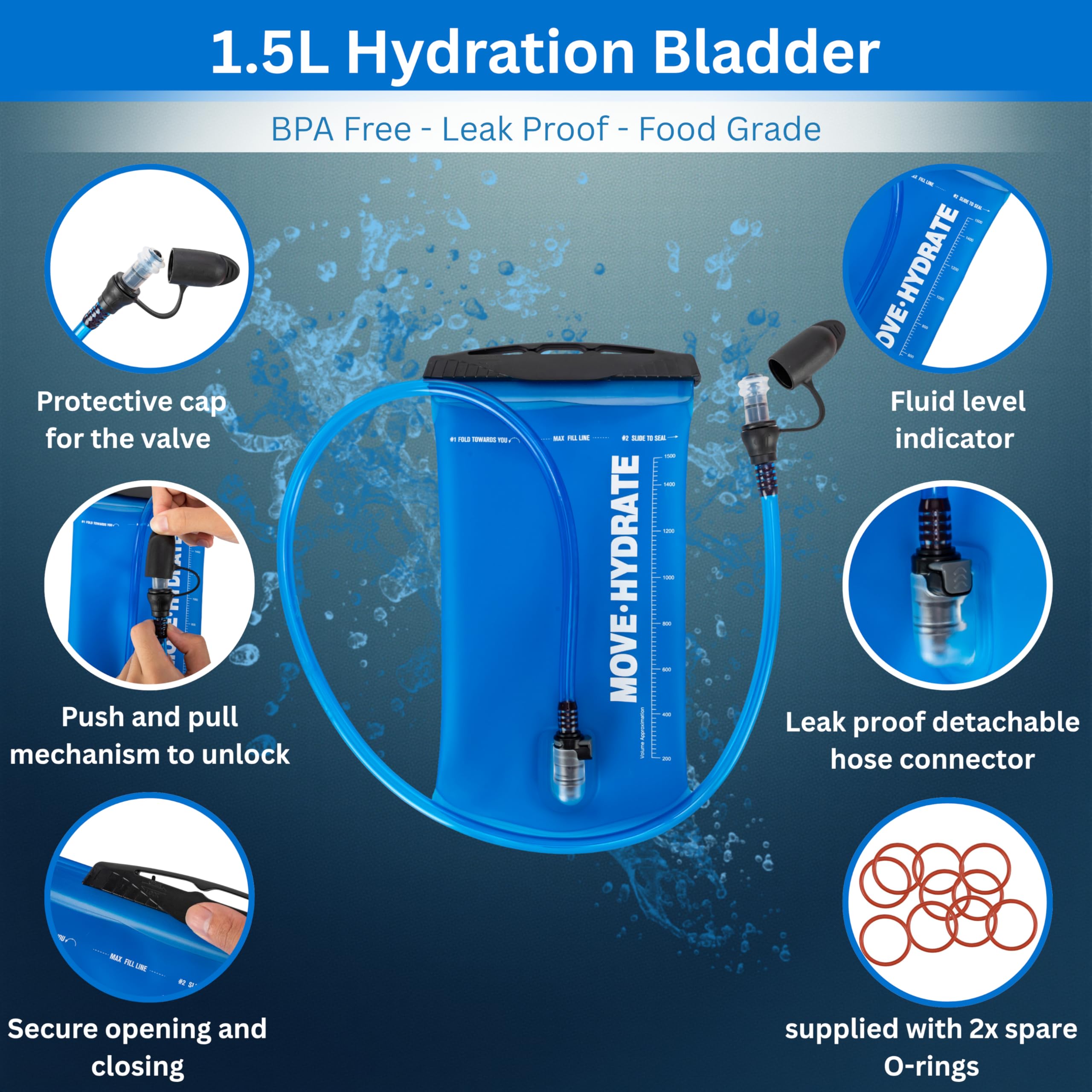 Running Vest with 1.5L Hydration Bladder – Lightweight Hydration Backpack for Men & Women – Visible Water Level Window – Reflective, Adjustable, Trail & Marathon Ready — view 6