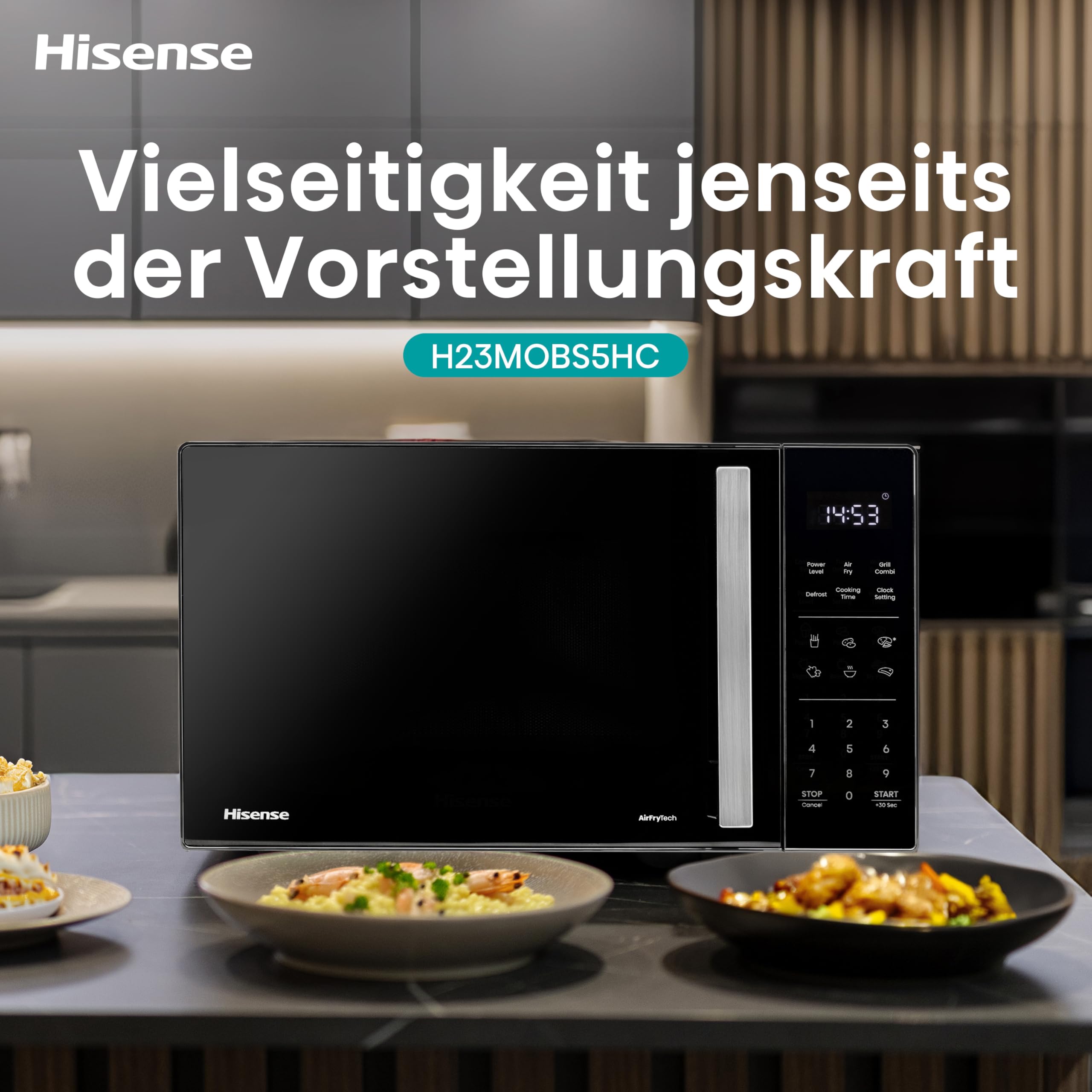 Hisense H23MOBS5HC Mikrowelle 23L 900W AirFry 4 in 1 Schwarz