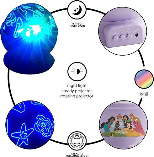 Miniatura 3 de Idea Nuova Disney Princess - Lámpara de proyección LED giratoria para niños, 4.88 x 4.88 x 5.5 pulgadas