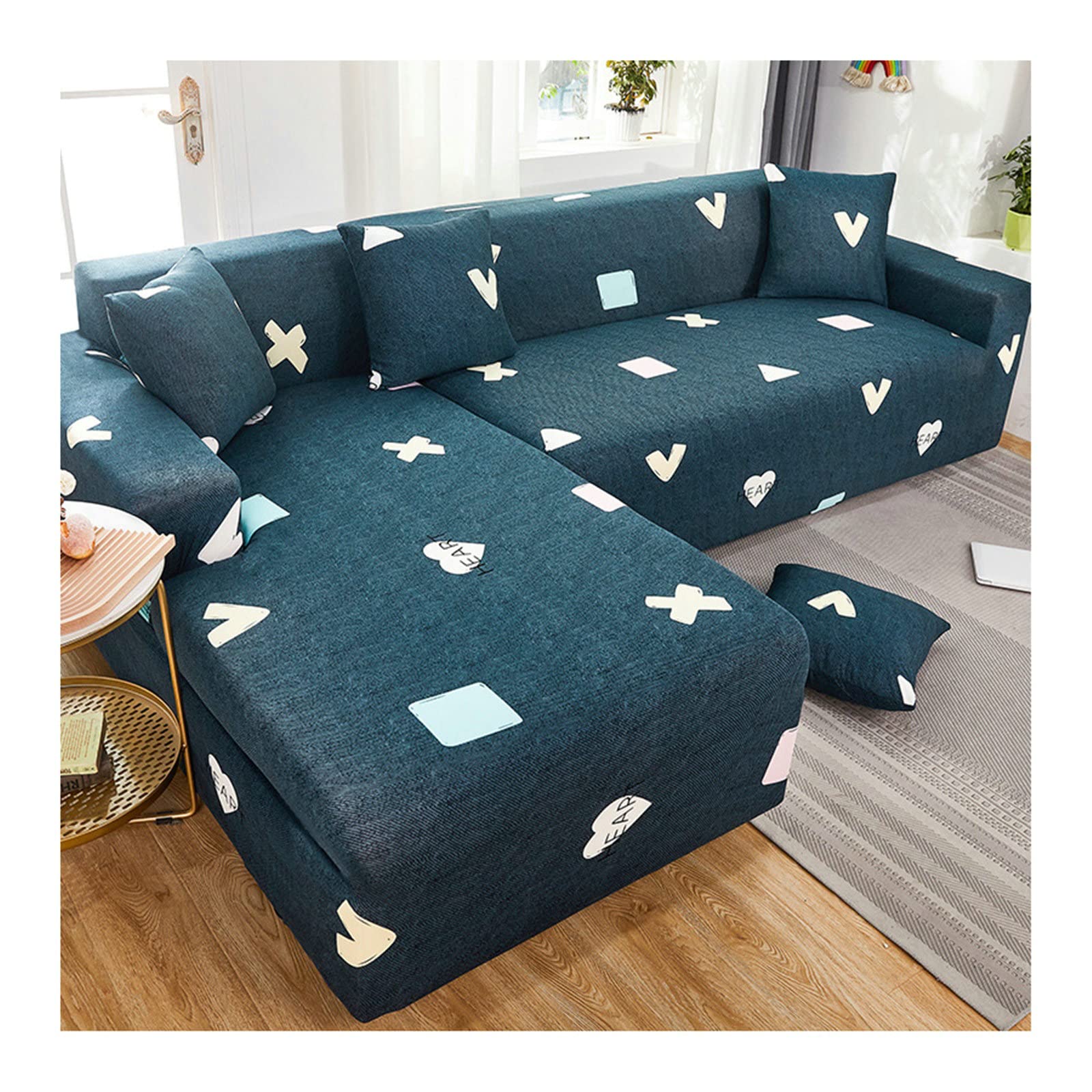 Funda de sofá verde oscuro KnSam para renovar el salón familiar de 3+3 plazas en L