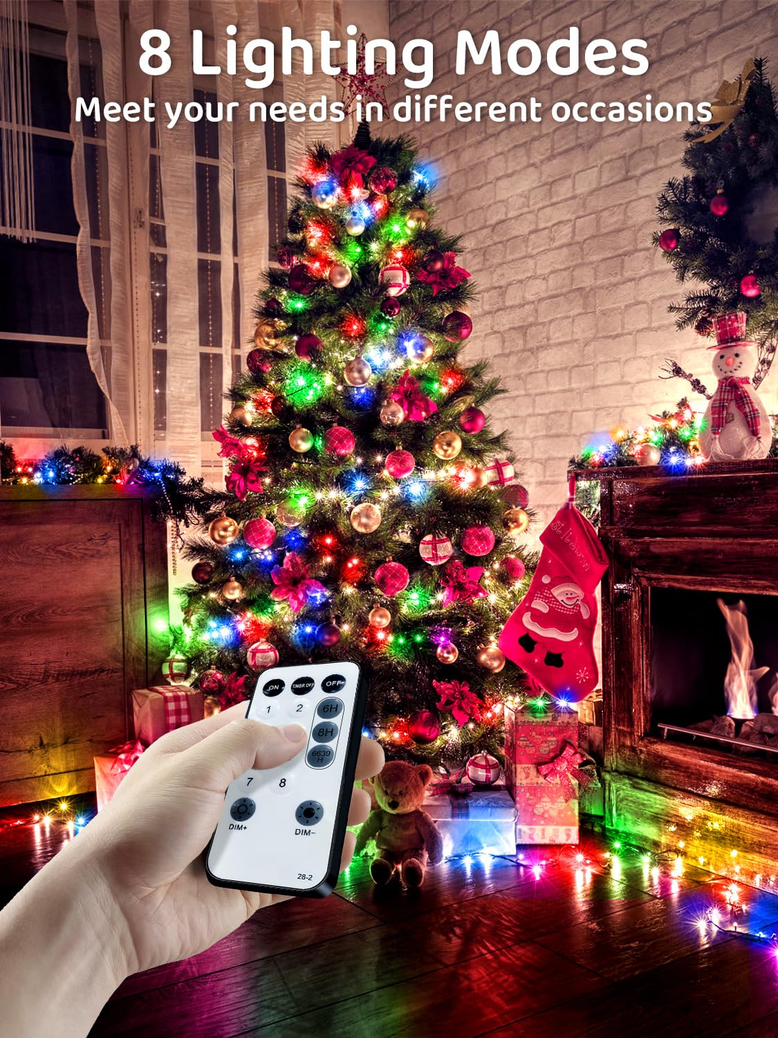 ARKOCHIC 35M Luci Albero di Natale, 300 LED Luci Natalizie da Esterno ed Interno, 8 Modalità con e Telecomando Lampade di Natale per Giardino, Balcone, Casa, Festa (Multicolore)