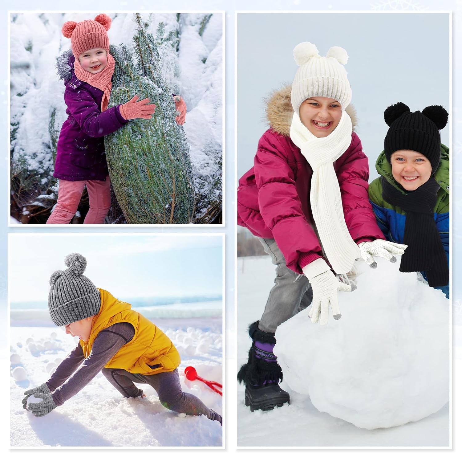 Geyoga 12 Pcs Toddler Winter Hat Gloves Scarf Winter Warm Set Kids Knit Beanies Long Scarf Gloves for Boys Girls Ages 2-8 - Image 6