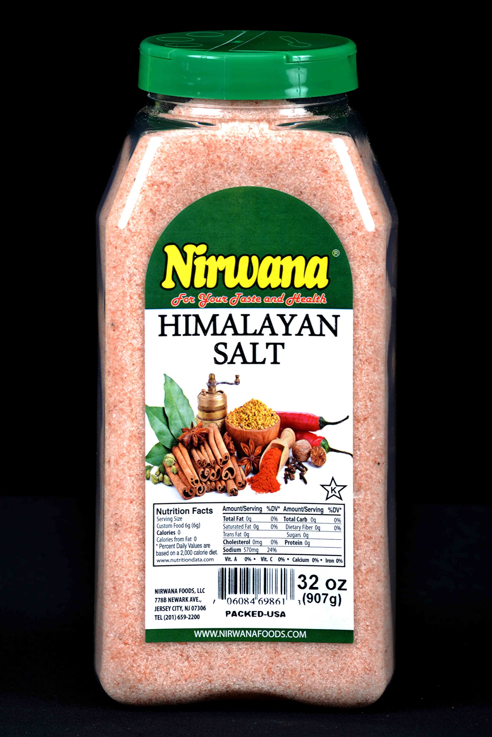 NirwanaHimalaya Pink Salt Fine 32 oz - Plastic Jar - Sourced From the richest mineral mines in the Himalaya Mountains! Crystal Sea Salt for Cooking, Bath, Popcorn, Snacks, and Seasoning - Flaky, & Mineral-Rich – Compatible with Spice Grinders & Salt Shakers