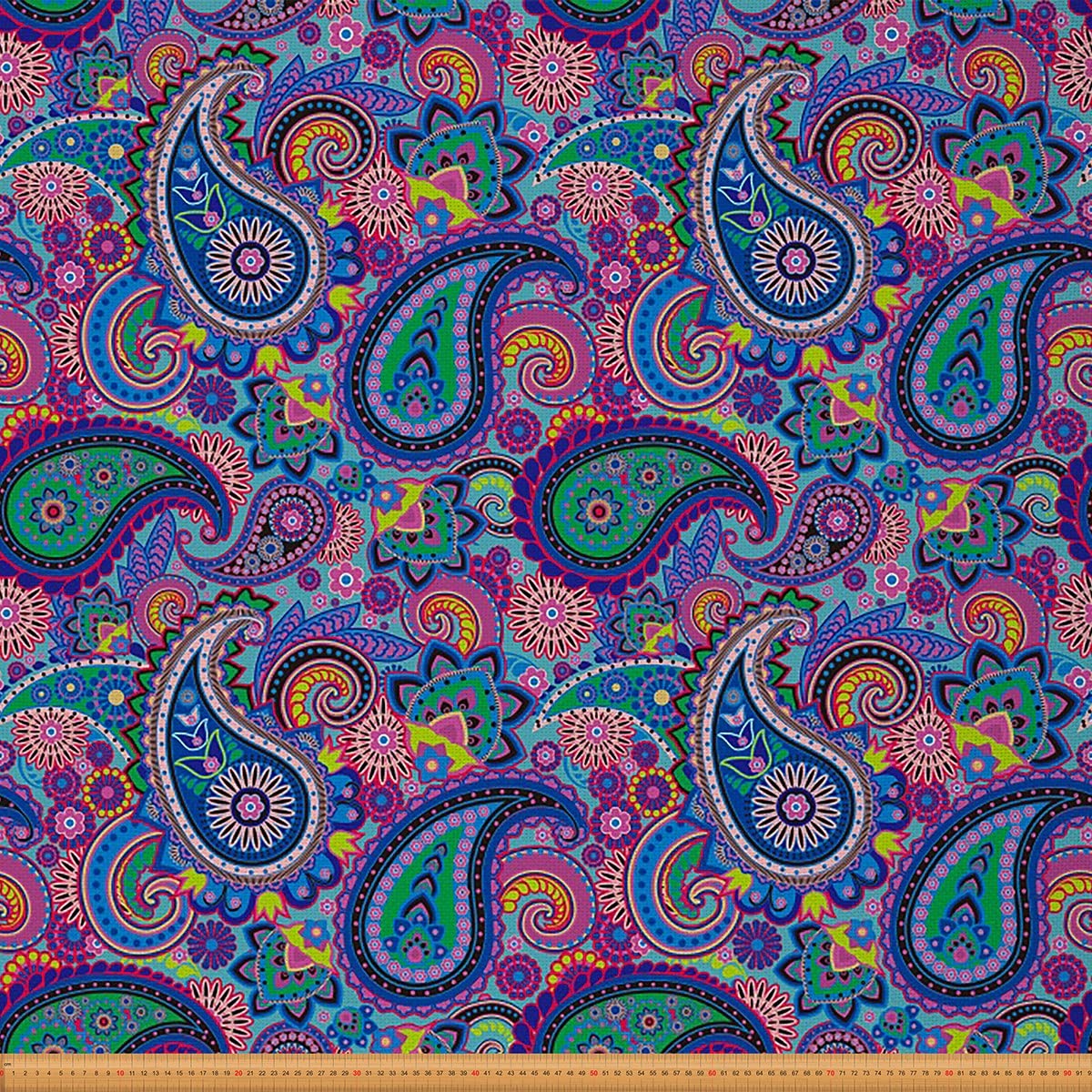 Tela de cachemira de The Yard, tela de tapicería floral bohemia colorida para sillas de sofá, tela exótica bohemia para exteriores, impermeable, tela de estilo indio, 5 yardas, (largo x ancho x ancho