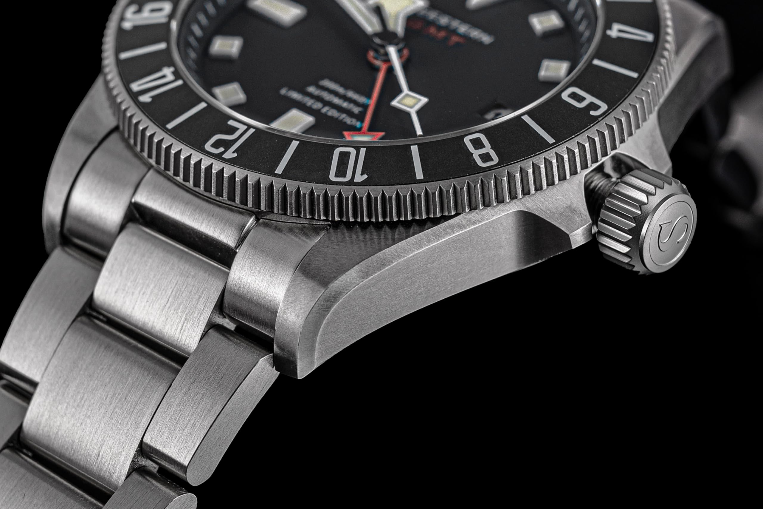 Titanium GMT S462.K, wasserdichte Sportuhr, automatisch, mechanische Herren-Taucheruhr, 200 m, Schwarz, Sport